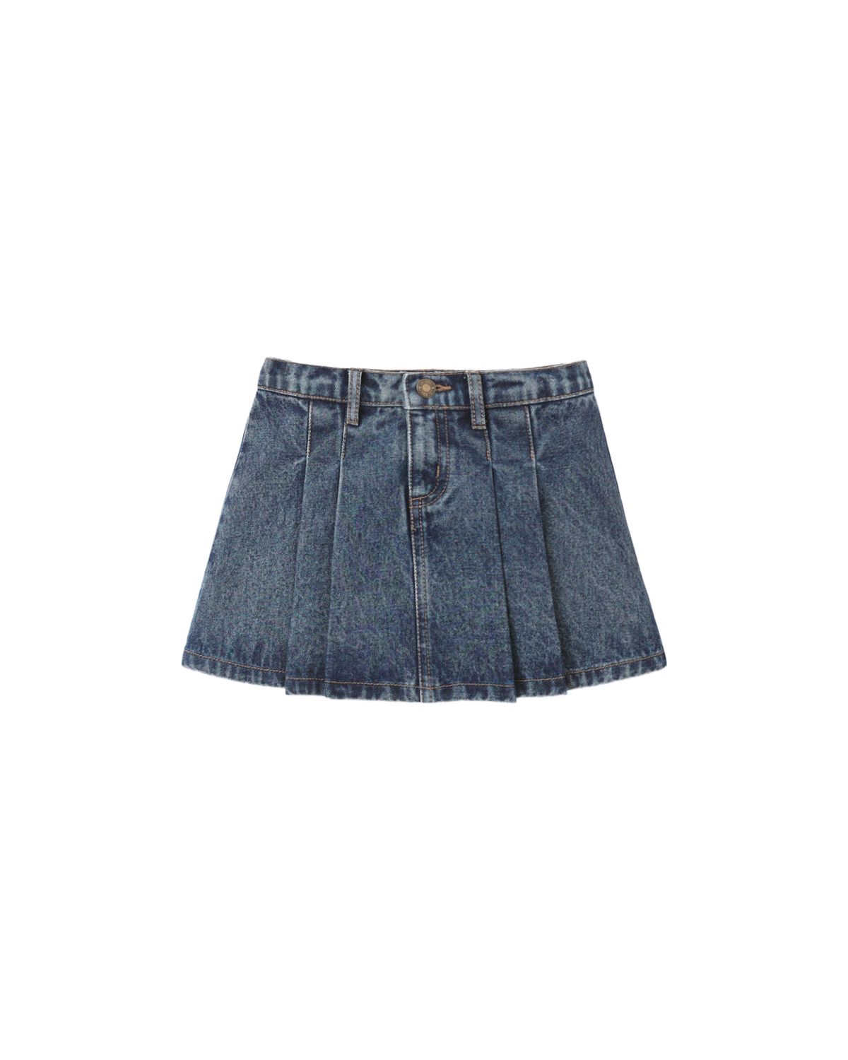 Pleated Denim Skirt Indigo