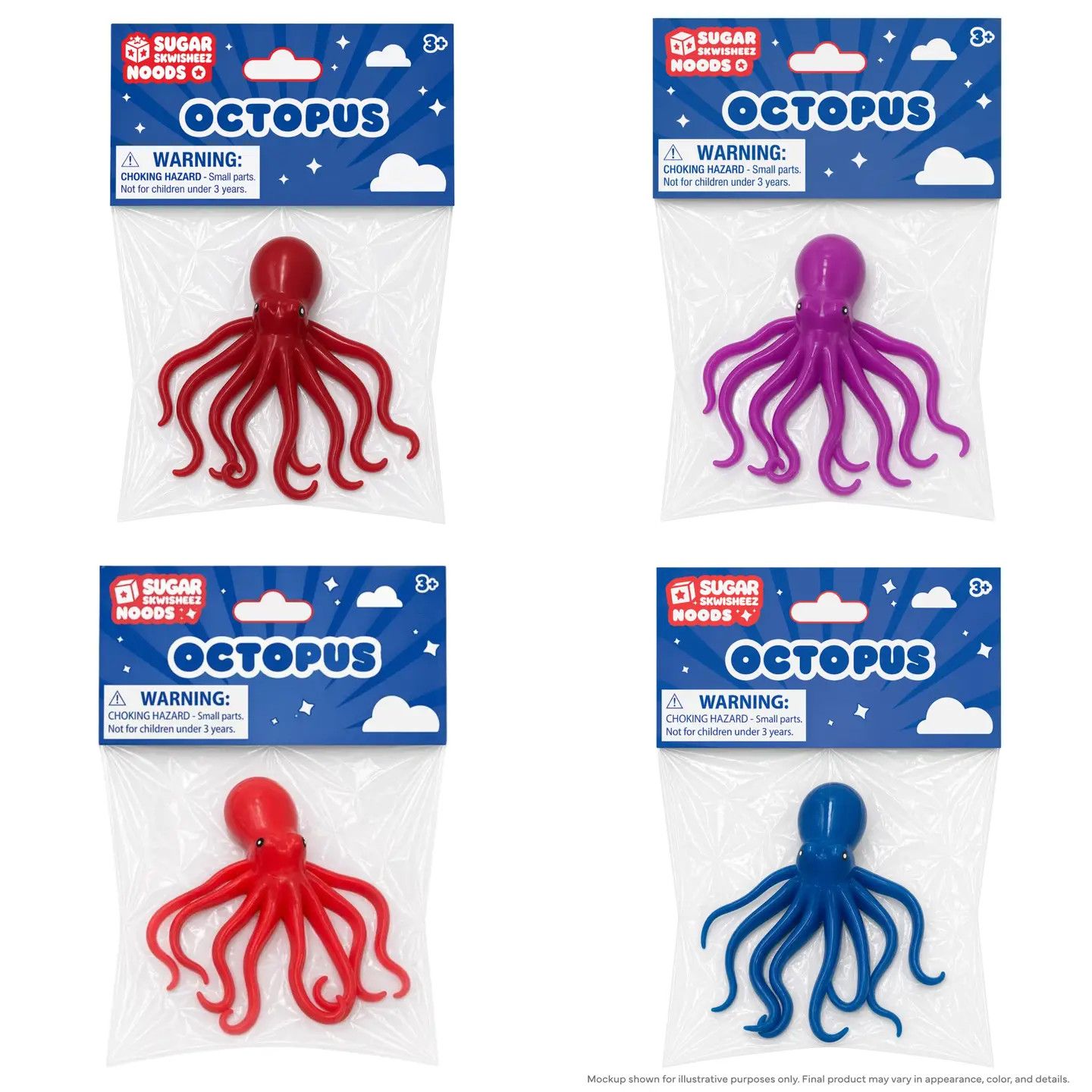 Sugar Skwisheez Noods Octopus Assorted Colors