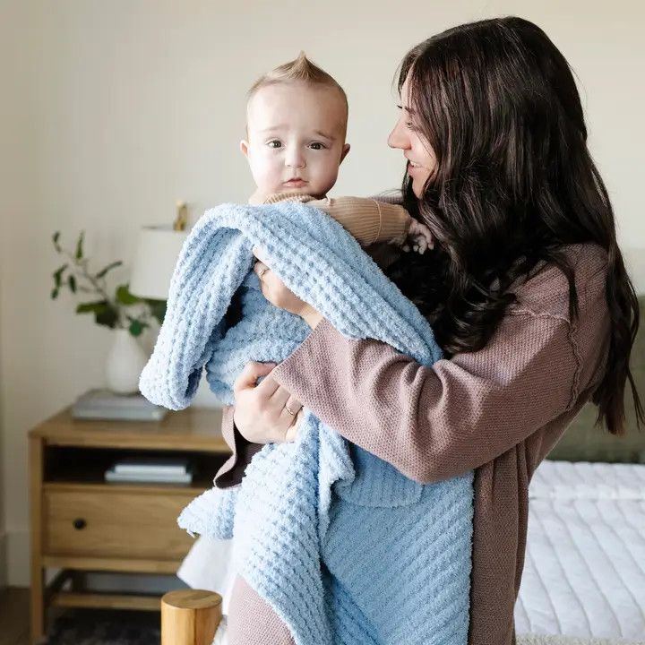 Waffle Knit Receiving Blanket Blue Jay