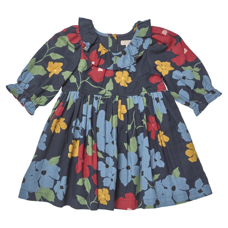 Amara Dress Navy Hibiscus Floral