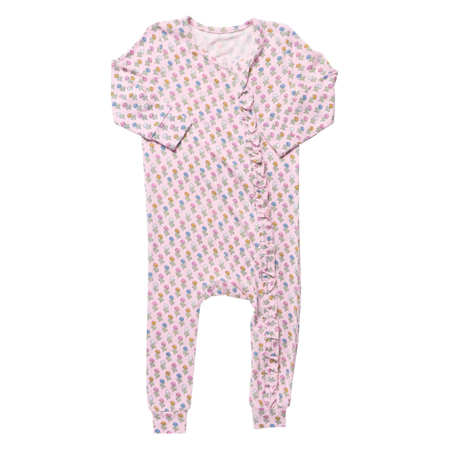 Ruffle Bamboo Romper Pink Carnations
