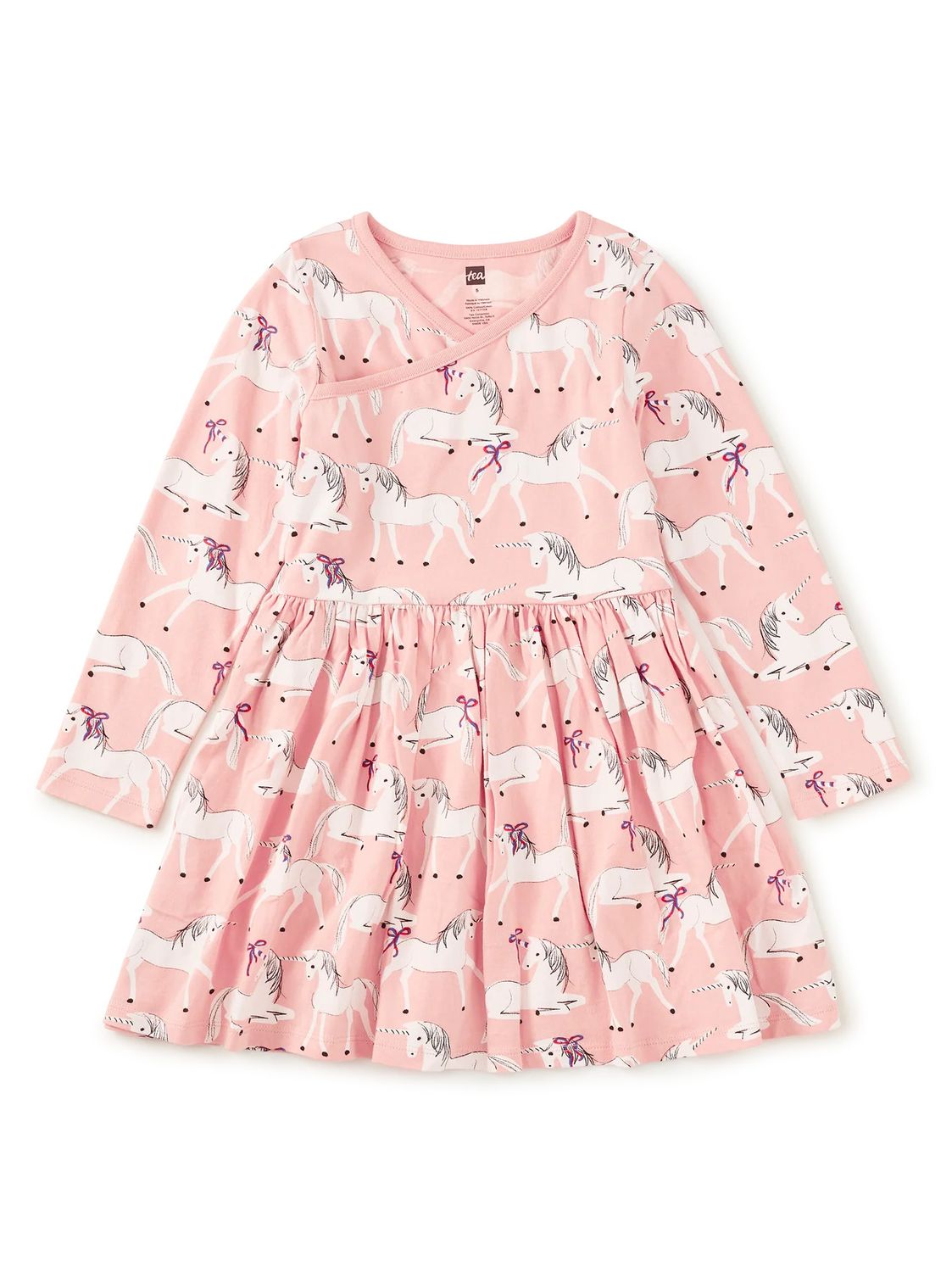 Long Sleeve Wrap Neck Dress Royal Meadow Unicorns
