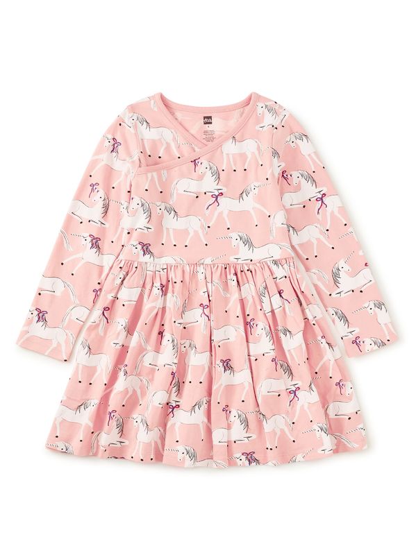Long Sleeve Wrap Neck Dress Royal Meadow Unicorns