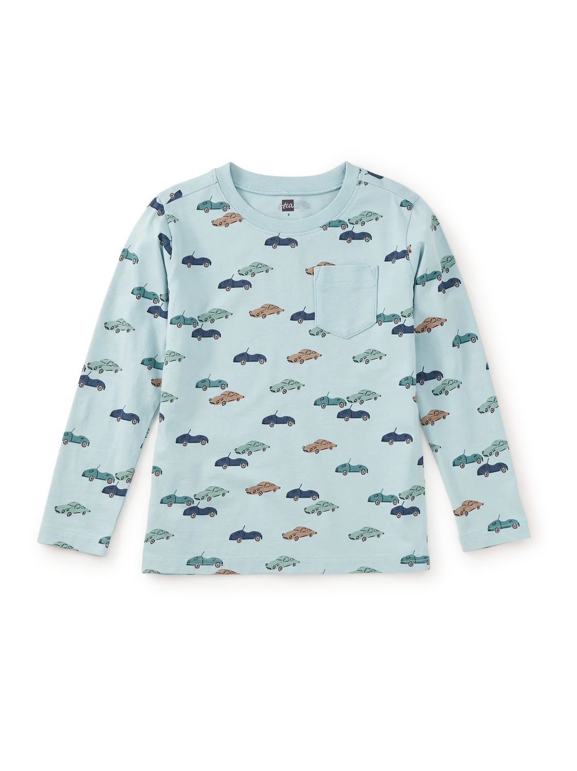 Long Sleeve Printed Pocket Tee Mini Cars
