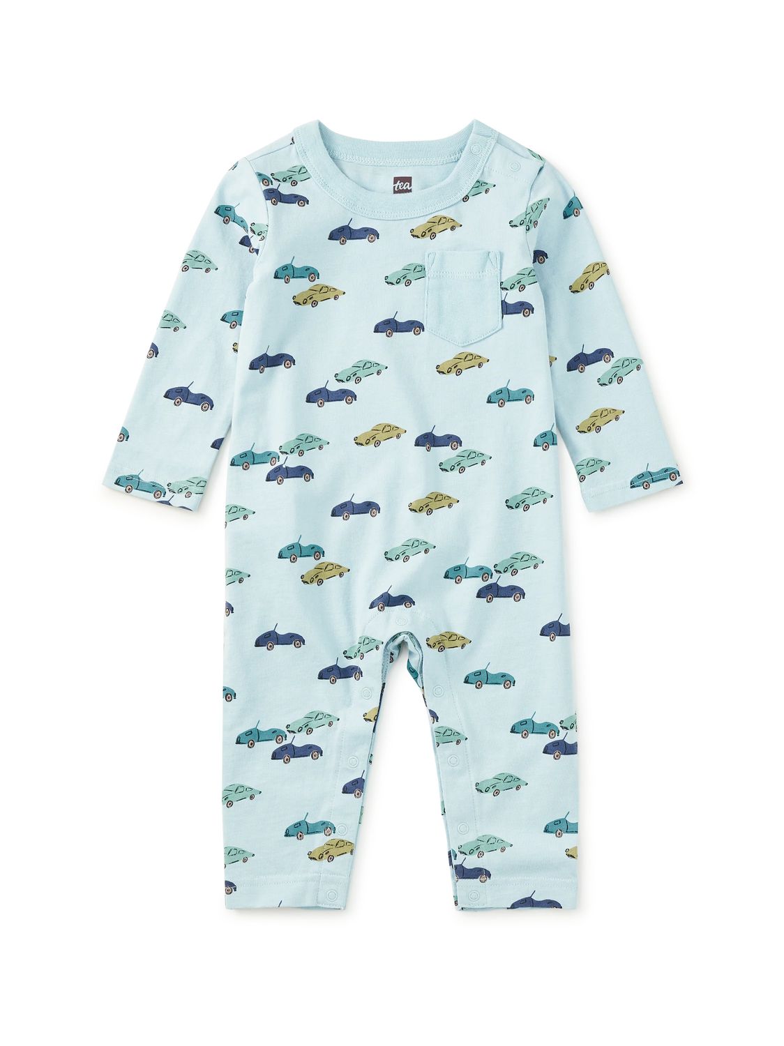 Long Sleeve Pocket Baby Romper Mini Cars