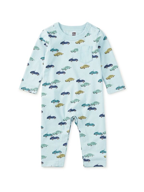 Long Sleeve Pocket Baby Romper Mini Cars