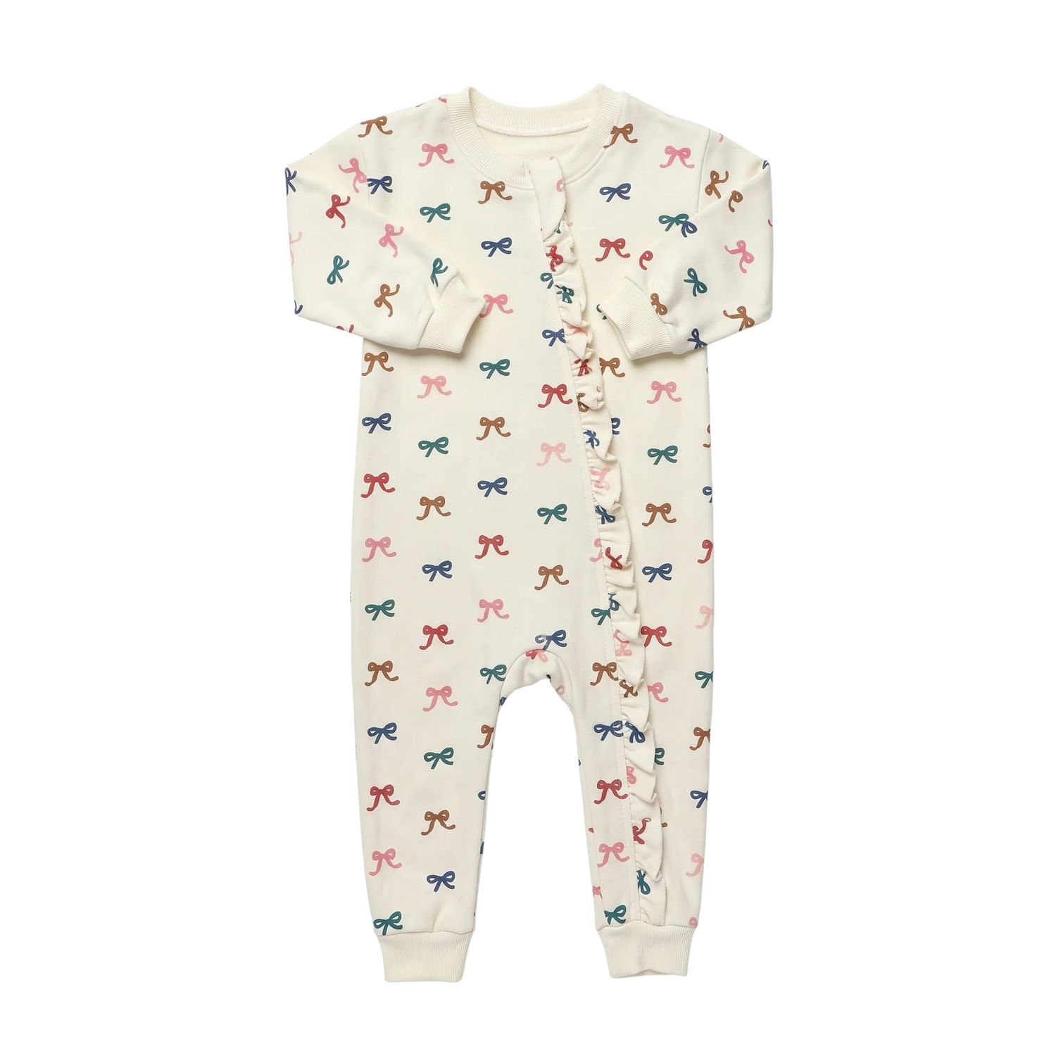 Zip Ruffle Romper Tiny Bows