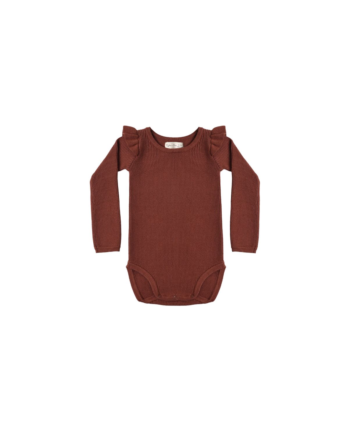 Shoulder Ruffle Bodysuit Brick