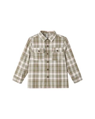 Pocketed Corduroy Shirt Olive Dobby Plaid