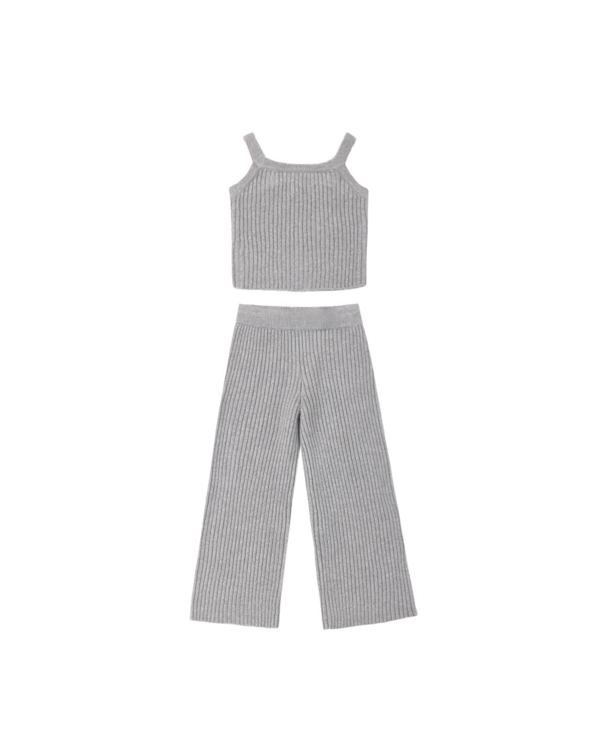Fuzzy Knit Lounge Set Dusty Blue