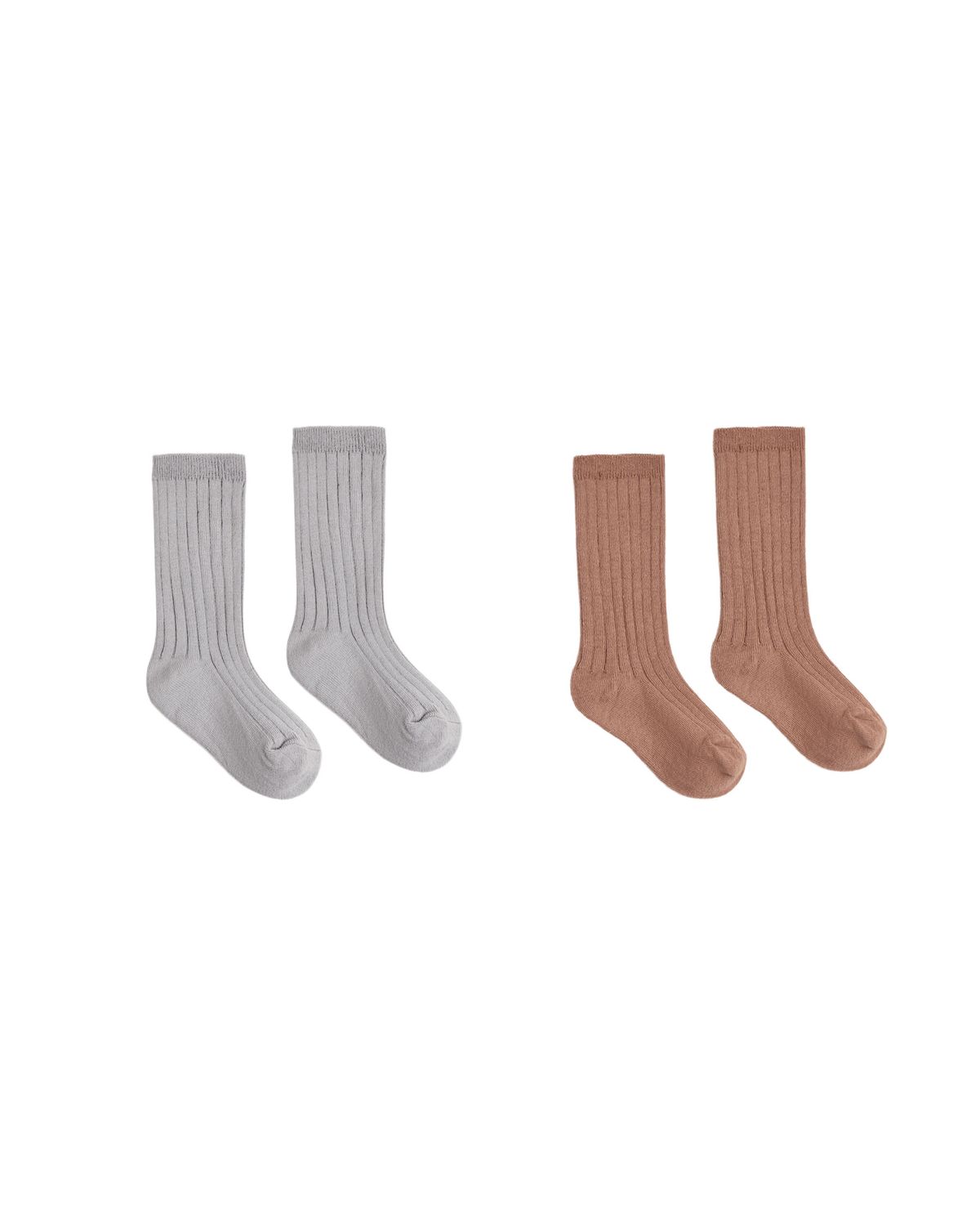 Ribbed Socks, 2-Pack Clay, Dusty Blue