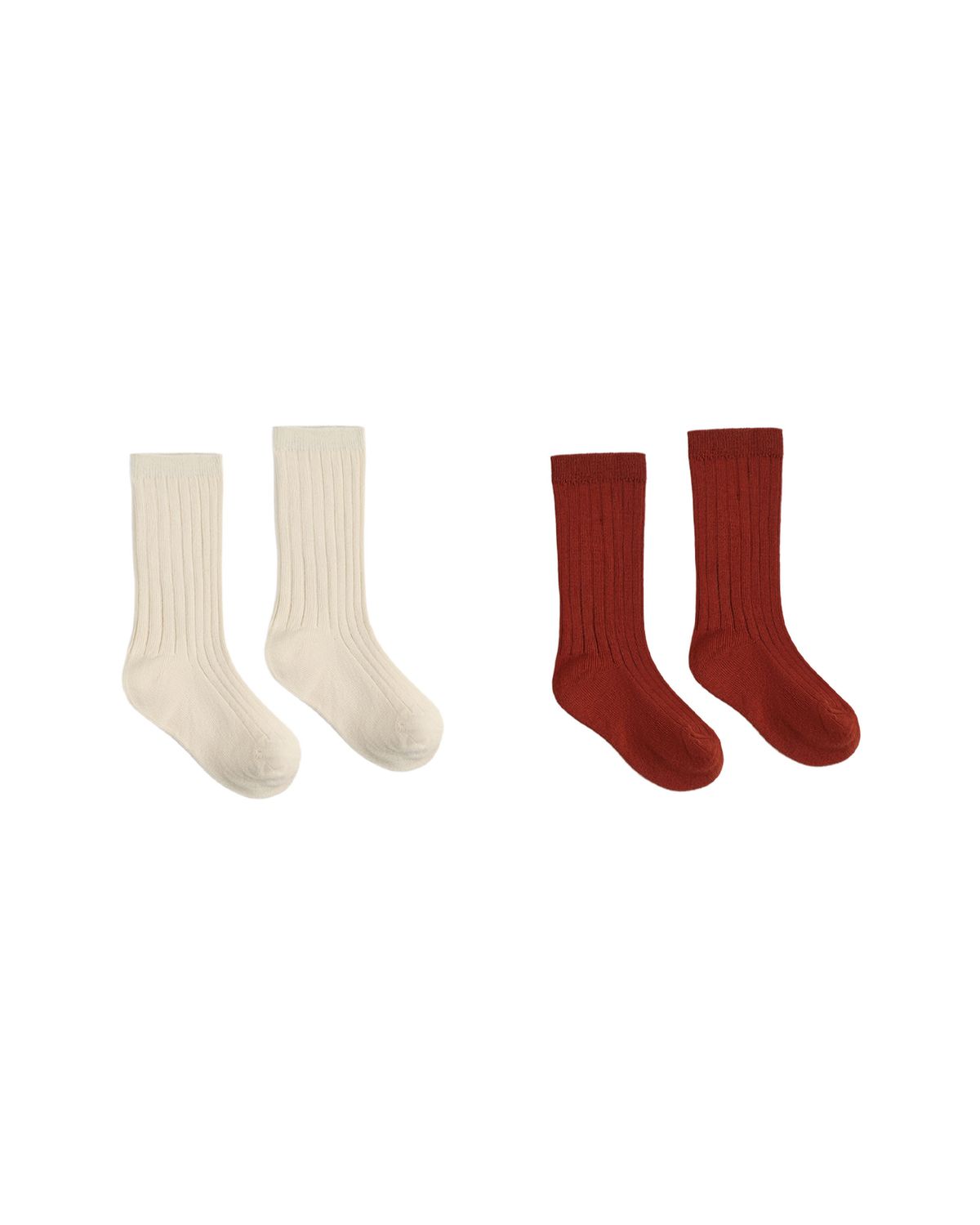 Ribbed Socks, 2-Pack Brick, Natural