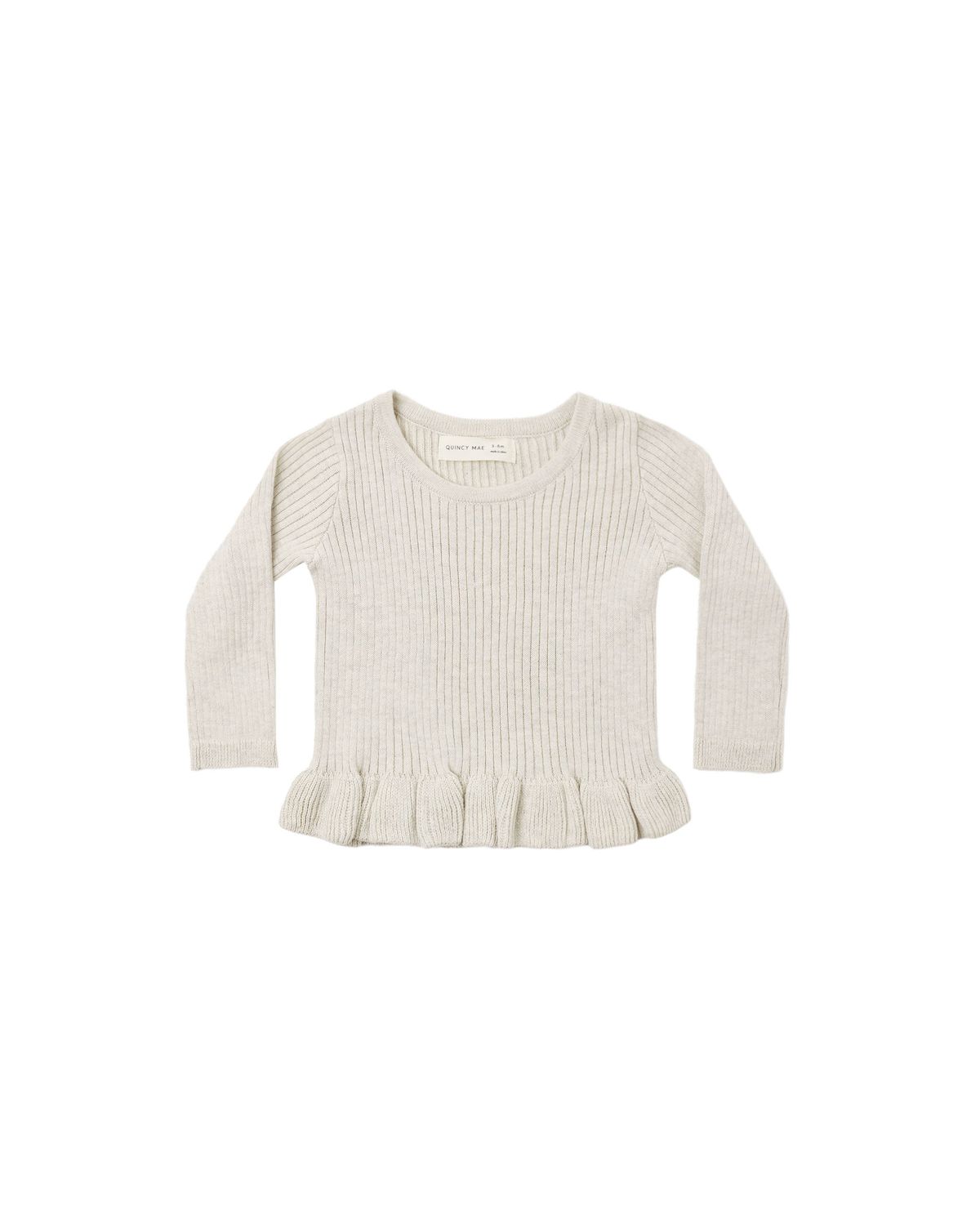 Rib Knit Peplum Top Heathered Oatmeal