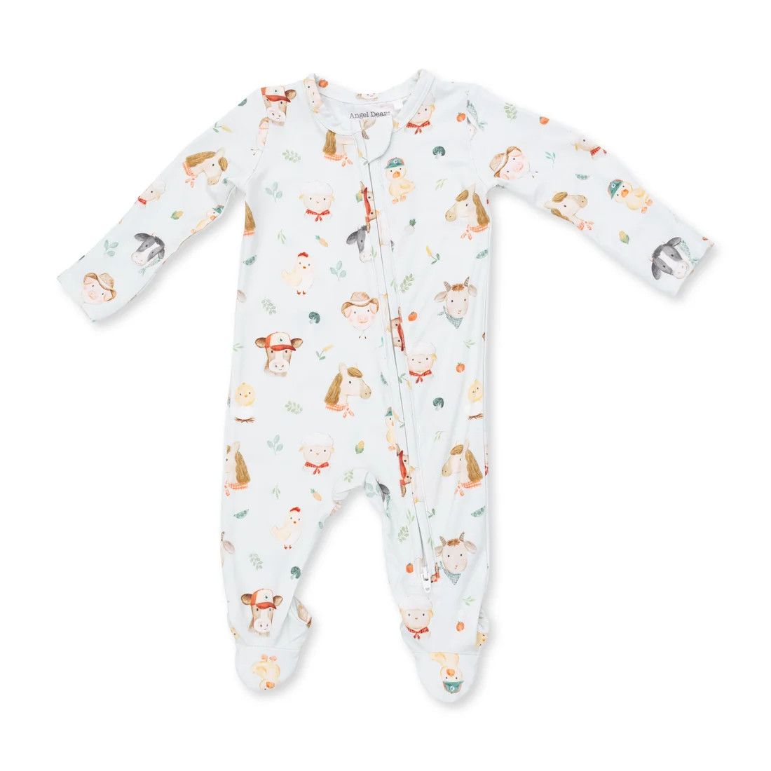2 Way Zipper Footie Baby Farm Faces