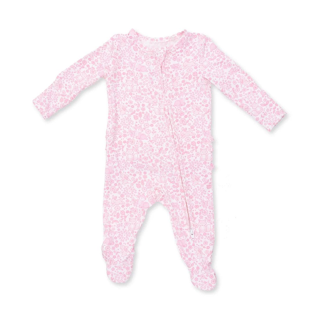 2 Way Ruffle Back Zipper Footie Baby Woodland