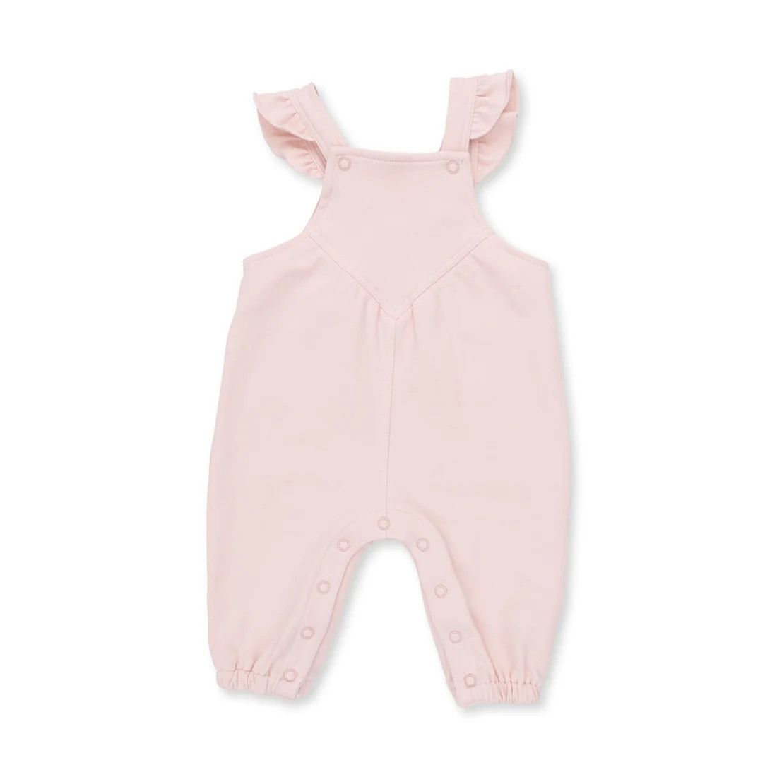 Ruffle V-Overalls Solid Veiled Pink