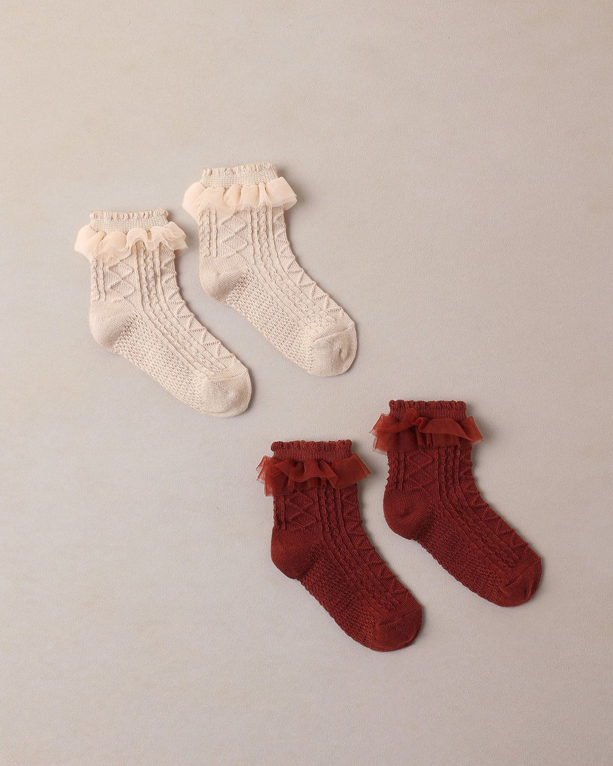 Ruffle Socks, Pearl, Ruby