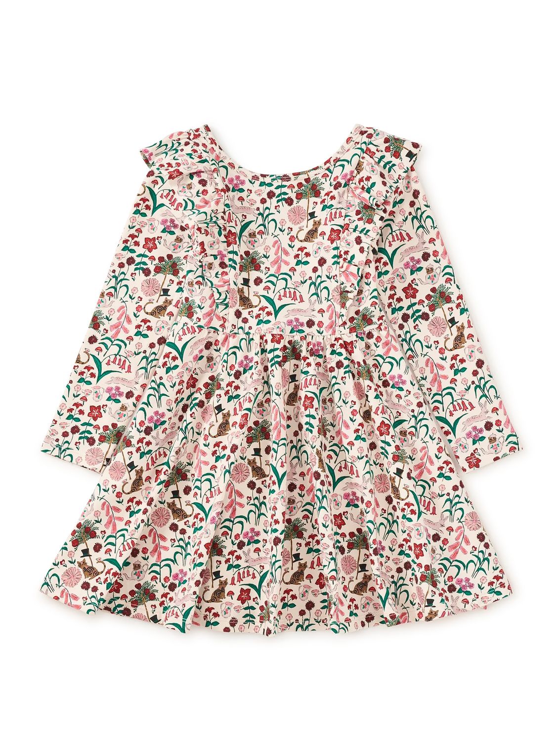 Ruffle Shoulder Ballet Dress Tea Party Floral