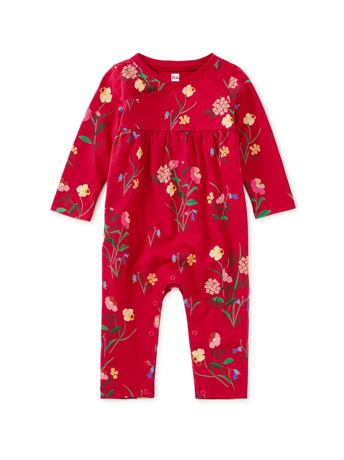 Wrap Neck Baby Romper Hollyhock Garden