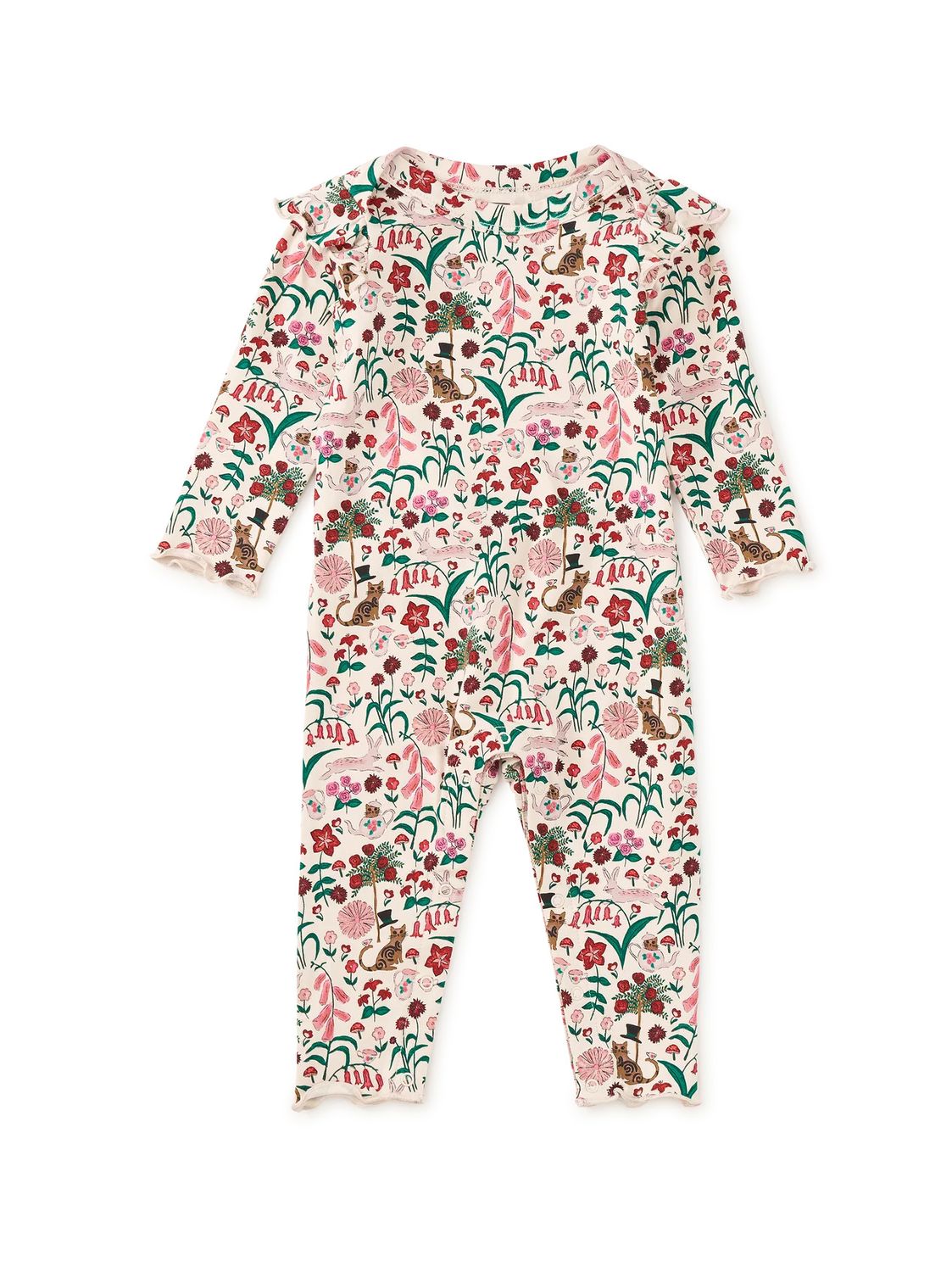 Ruffle Shoulder Baby Romper Tea Party Floral