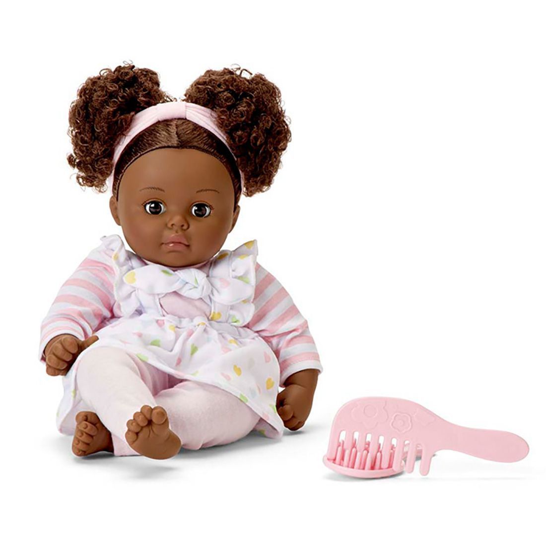 My Little Girl Doll 14" Polka Dot Pinafore Dark Skin