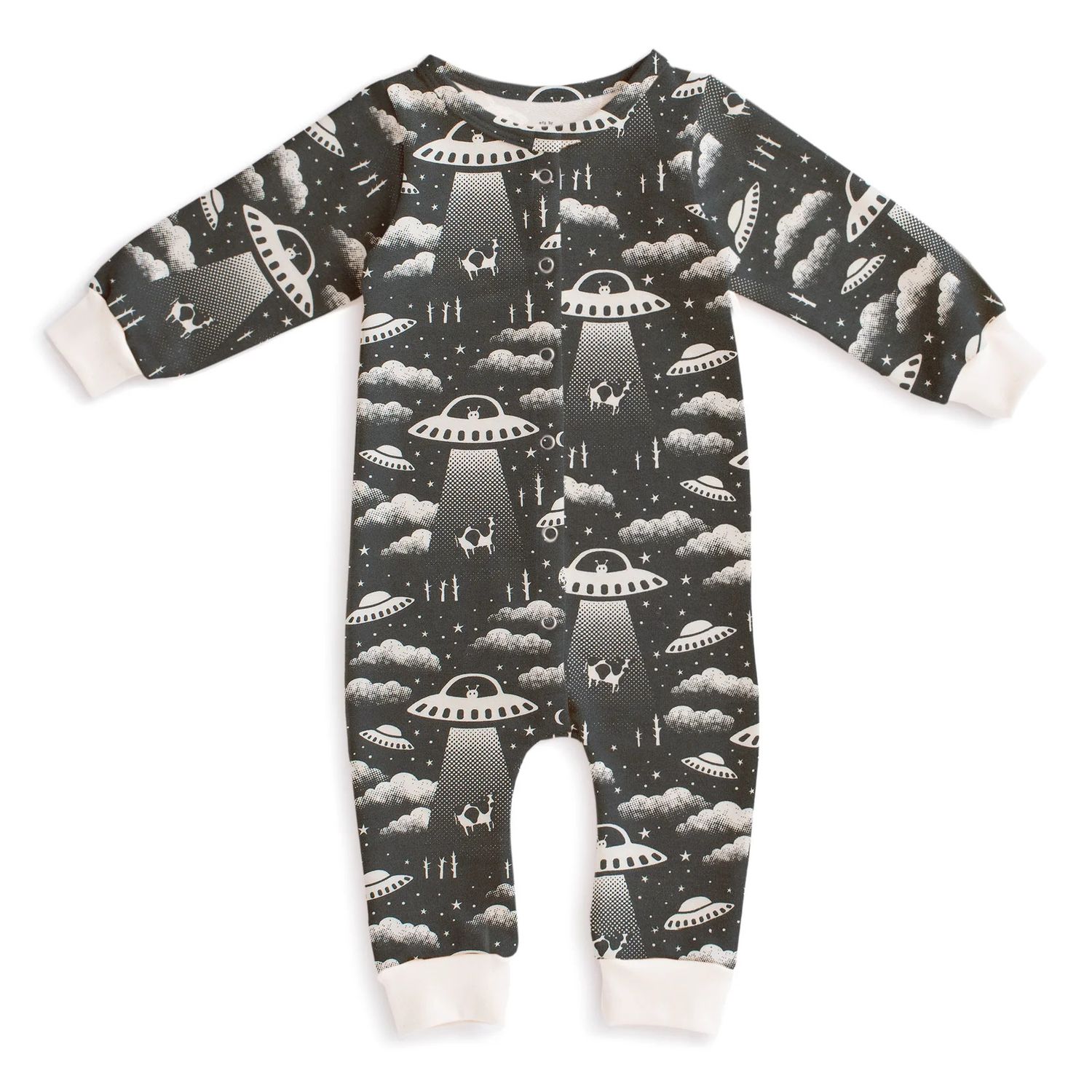 French Terry Jumpsuit Aliens Charcoal