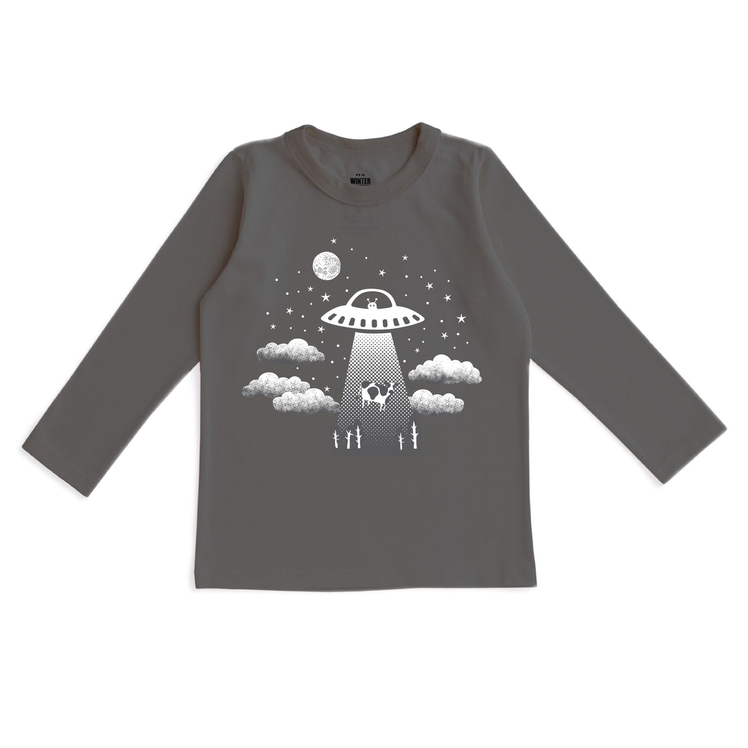Long Sleeve Graphic Tee Aliens Charcoal