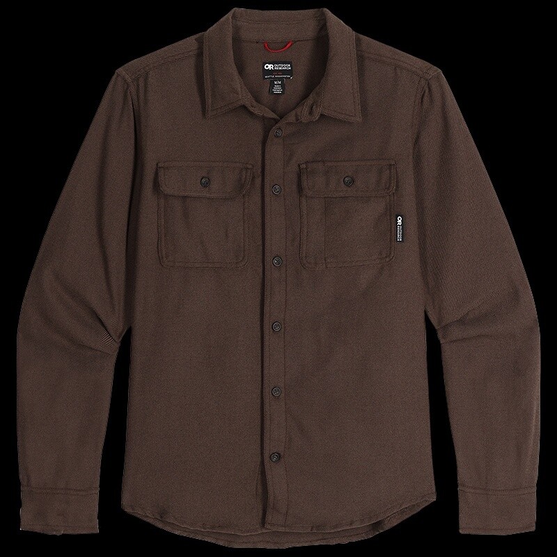 Outdoor Research Feedback Flannel Twill Shirt Mens, Color: Hickory, Size: S