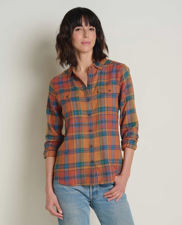 Toad &amp; Co Re-Form Flannel L/S Shirt Women, Color: Hazel, Size: XS