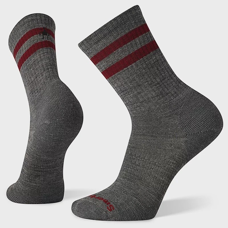 Smartwool Athletic Targeted Cushion Stripe Crew Mens, Color: Medium Gray, Size: L
