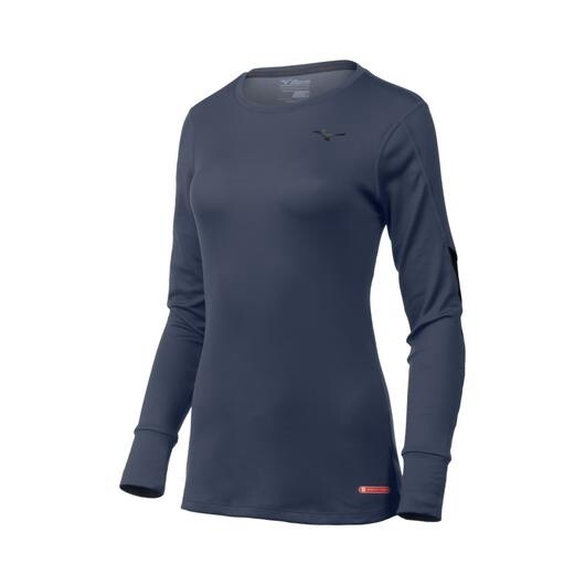 Mizuno Breath Thermo L/S Womens, Color: Mood Indigo-Black, Size: L