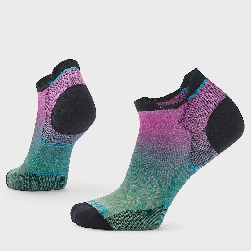 Smartwool Run Zero Cushion Ombre Print Low Ankle Socks Womens, Color: Emerald Green, Size: M