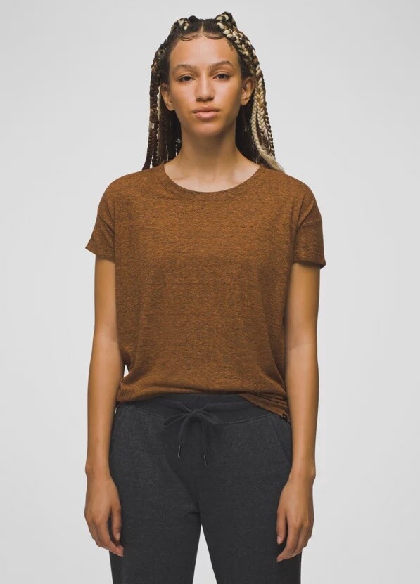 Prana Cozy Up SS T-Shirt Womens, Color: Clay Heather, Size: S