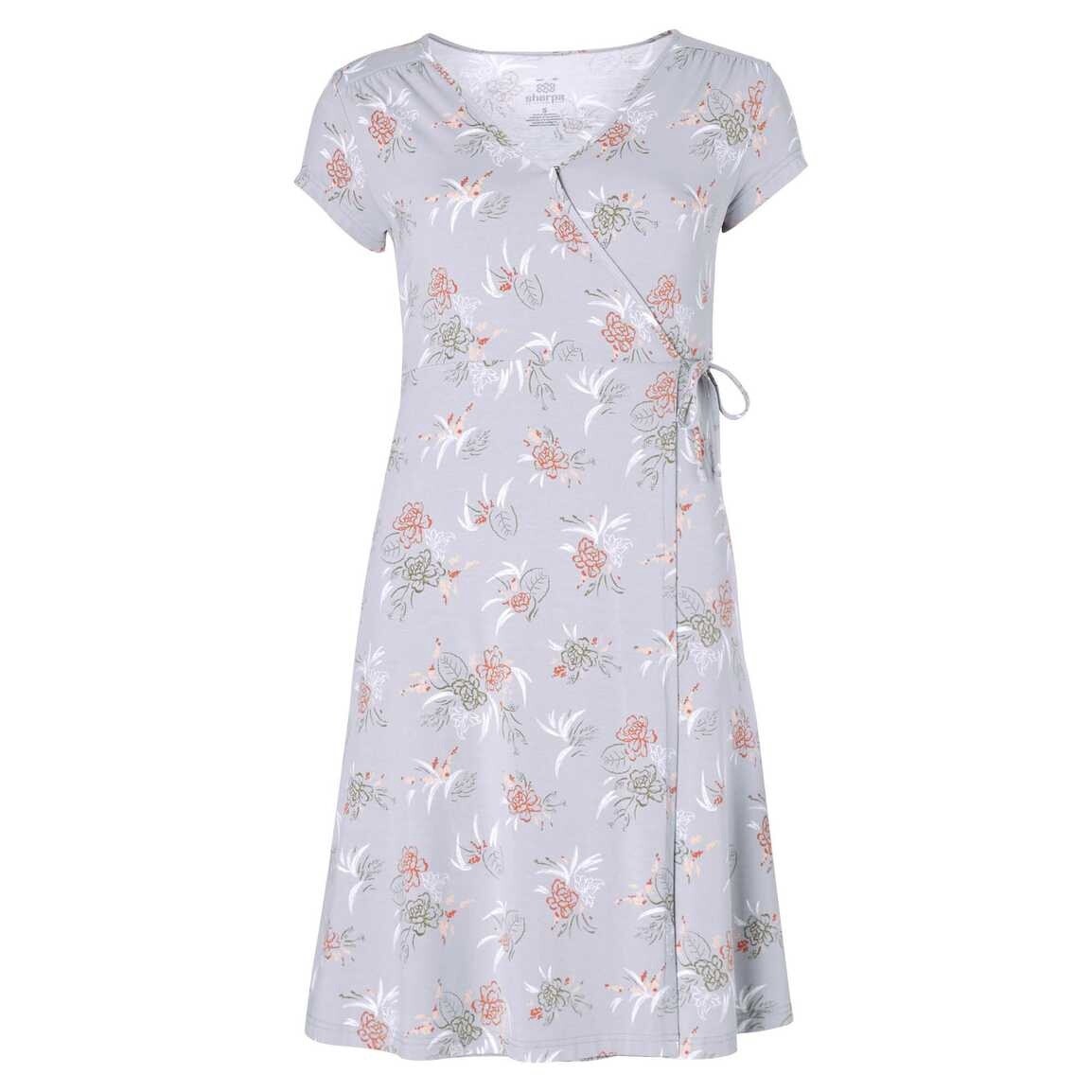 Sherpa Padma Wrap Dress Womens, Color: Alloy Floral, Size: L