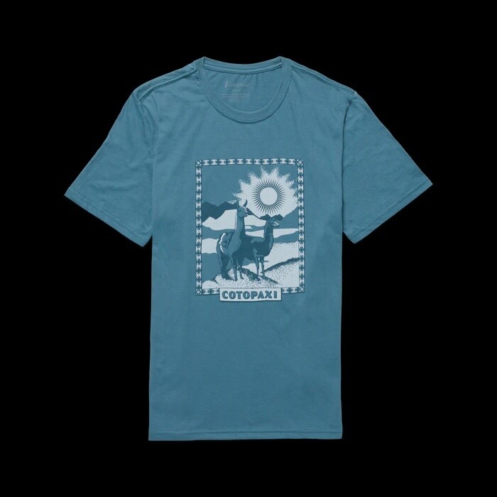 Cotopaxi Llama Greetings T-Shirt Mens, Color: Blue Spruce, Size: M