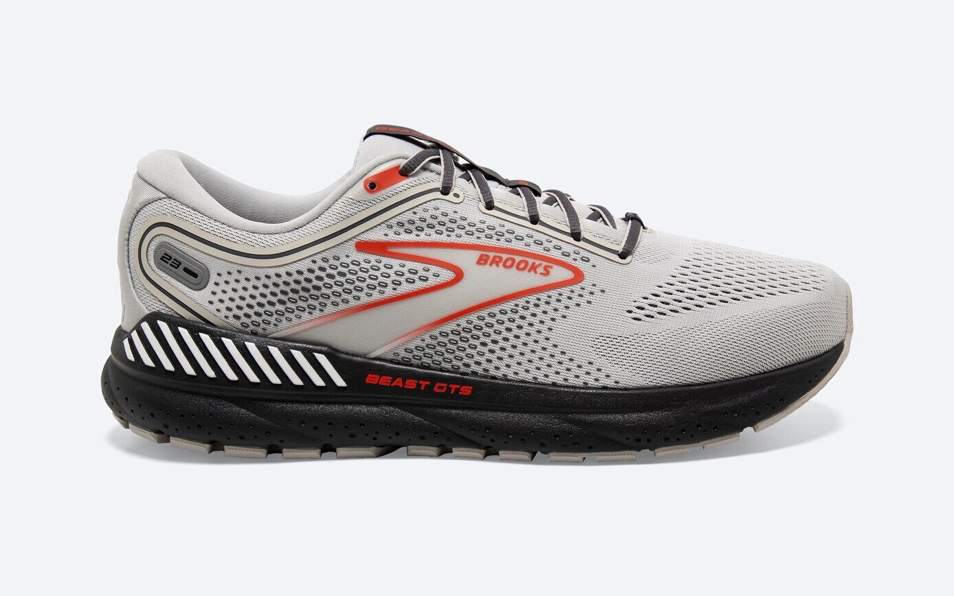Brooks Beast GTS 23 X-Wide Mens, Color: Grey/Scarlet/Ebony, Size: 8