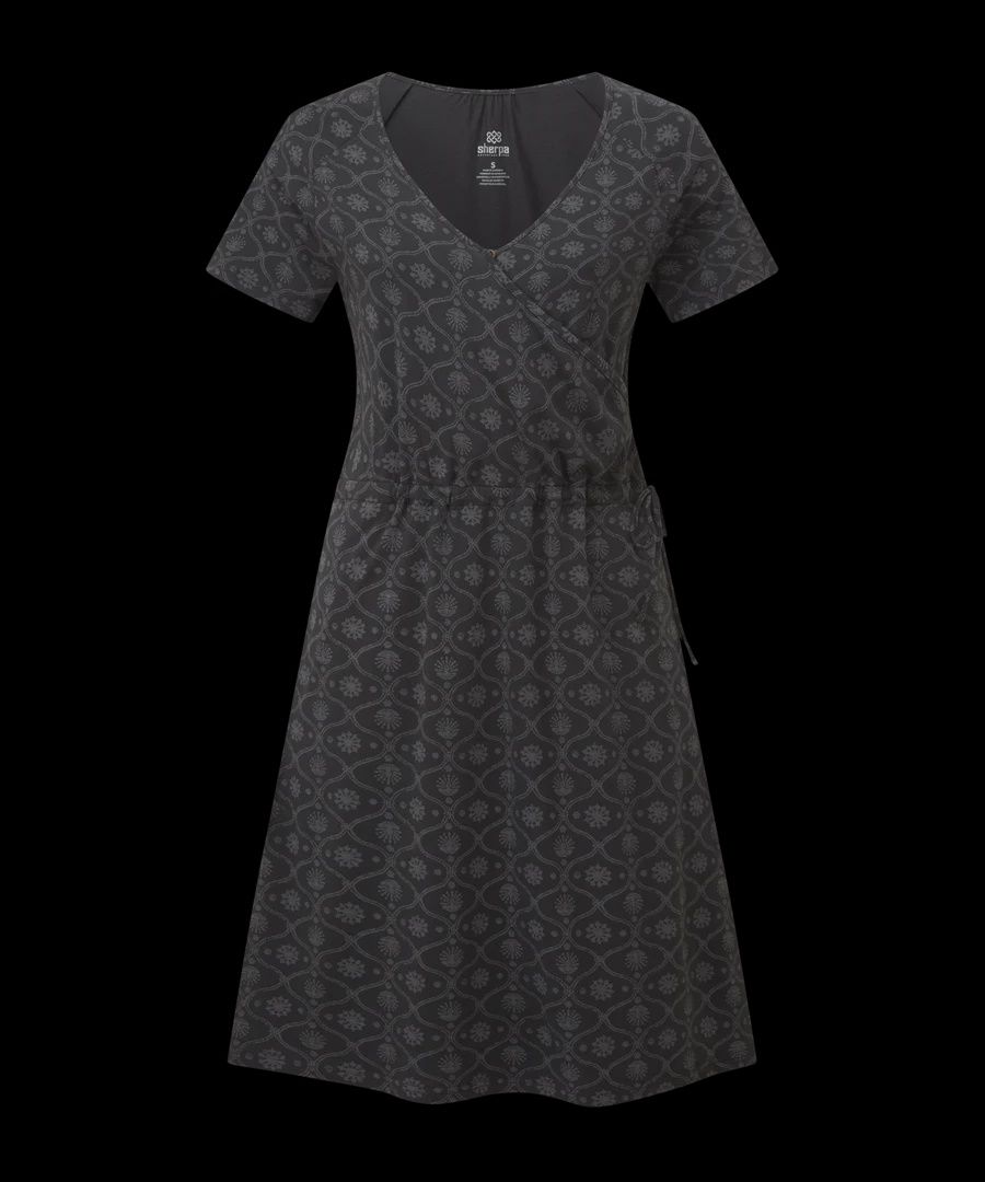 Sherpa Neha Faux Wrap Dress Womens, Color: Black Sublime, Size: S