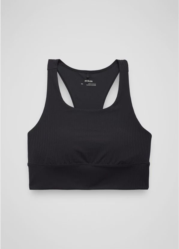 Prana Luxara Rib Racerback Bralette, Color: Black, Size: XS