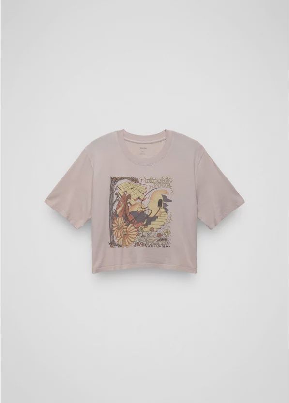 Prana Everyday Graphic Crop Tee Women, Color: Almond Mind Eraser, Size: S