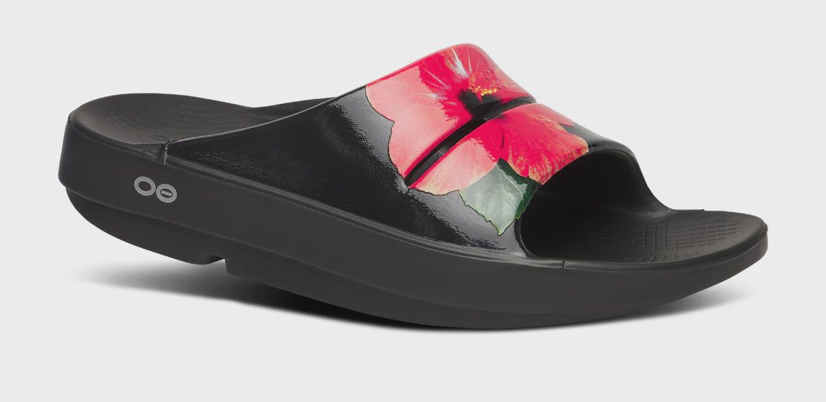 Oofos OOahh LE Slide Womens, Color: Hibiscus, Size: 6