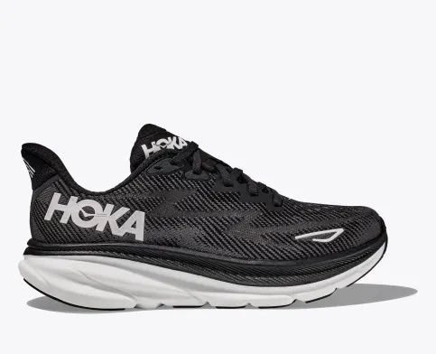 Hoka Clifton 9 Womens, Color: Black/White, Size: 5.5
