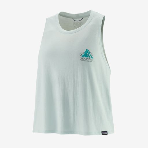 Patagonia Capilene Cool Trail Cropped Tank Womens, Color: Chouinard Crest: WIspy Green, Size: XS