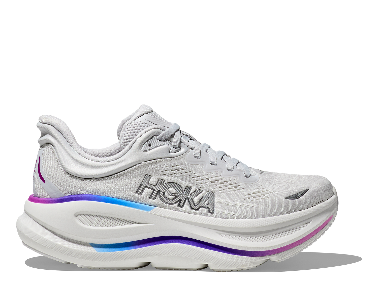 Hoka Bondi 9 Wide Womens, Color: Cosmic Grey / White, Size: 7