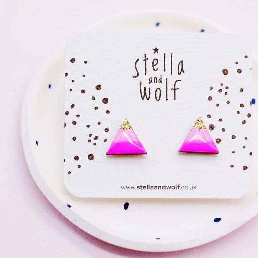 Cute Pink and Lilac Triangle Studs