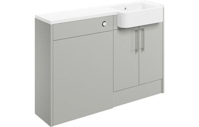 Elsie 1242mm Basin & WC Unit Pack (LH) - Light Grey Gloss