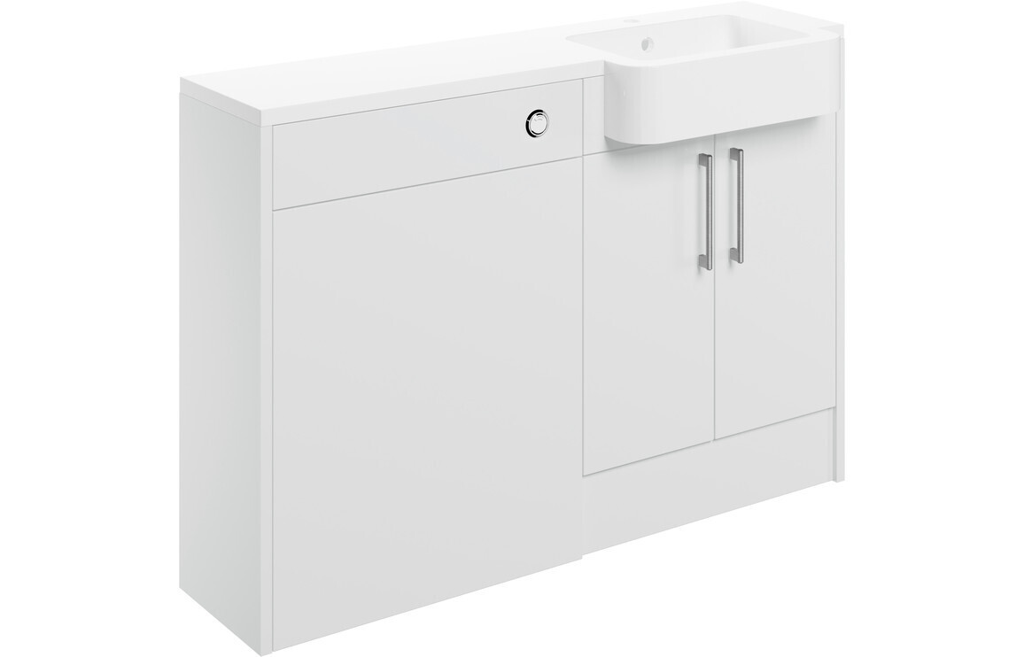 Elsie 1242mm Basin & WC Unit Pack (RH) - White Gloss