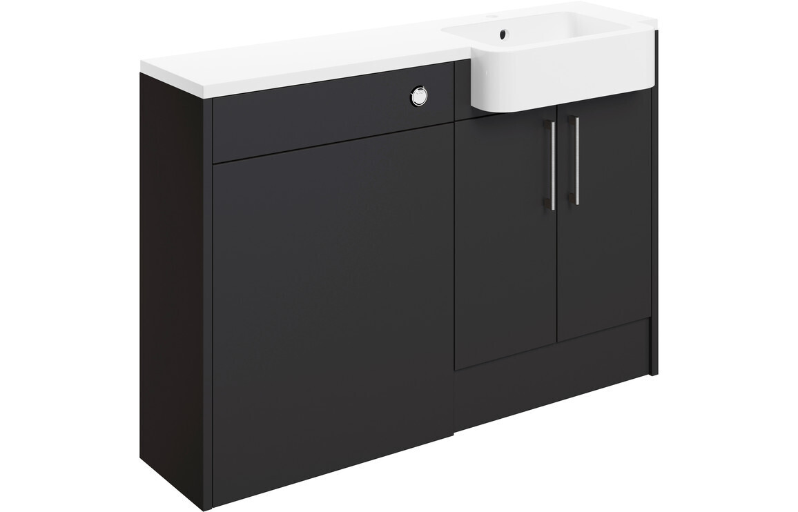 Elsie 1242mm Basin & WC Unit Pack (LH) - Matt Graphite Grey