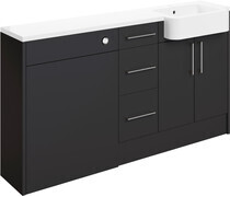 Elsie 1542mm Basin WC & 3 Drawer Unit Pack (LH) - Matt Graphite Grey Elsie 1542mm Basin WC & 3 Drawer Unit Pack (LH) - Matt Graphite Grey