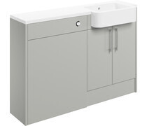 Elsie 1242mm Basin & WC Unit Pack (RH) - Light Grey Gloss