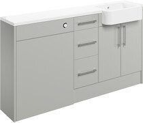 Elsie 1542mm Basin  WC & 3 Drawer Unit Pack (LH) - Light Grey Gloss